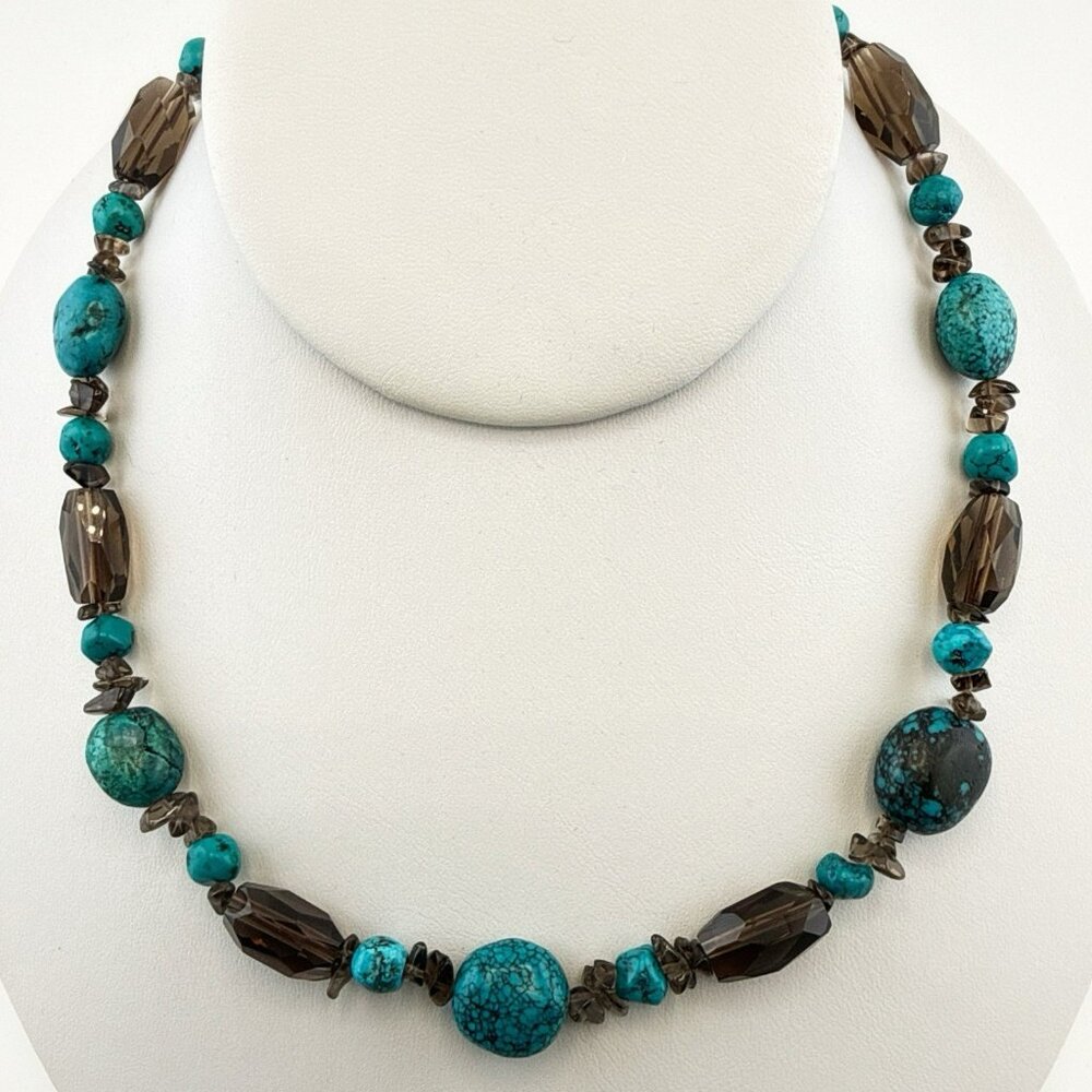 Deb Guyot Necklace Turquoise Blue Quartz Sterling Silver 925 HSN Beaded Matrix